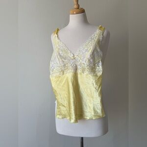 La Vie en Rose Yellow Satin Lace Camisole – Y2K Inspired – Size S